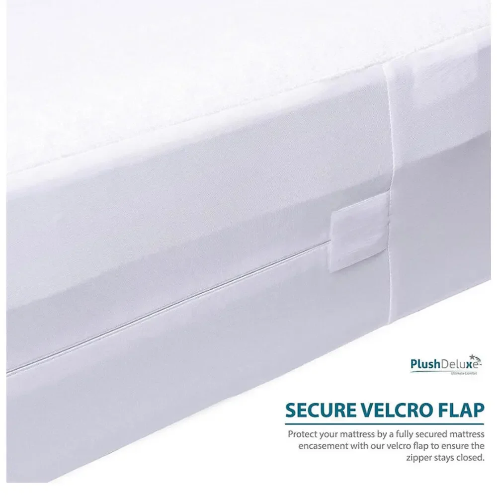Plush Deluxe Cotton Terry Zippered Mattress Encasement - Queen 9-12